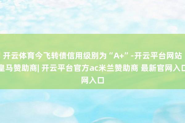 开云体育今飞转债信用级别为“A+”-开云平台网站皇马赞助商| 开云平台官方ac米兰赞助商 最新官网入口